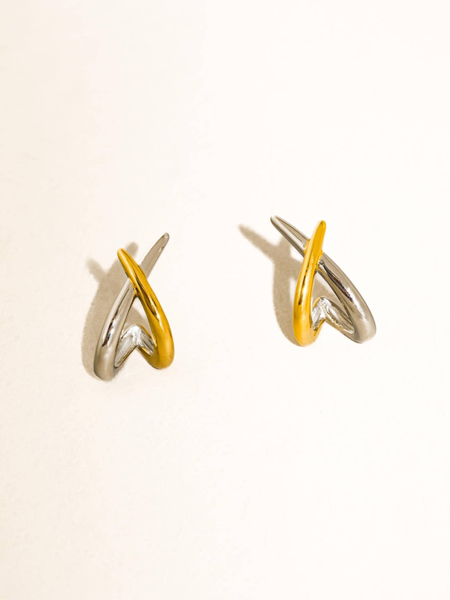 18K Mixed Metal Crossover Earrings image 2