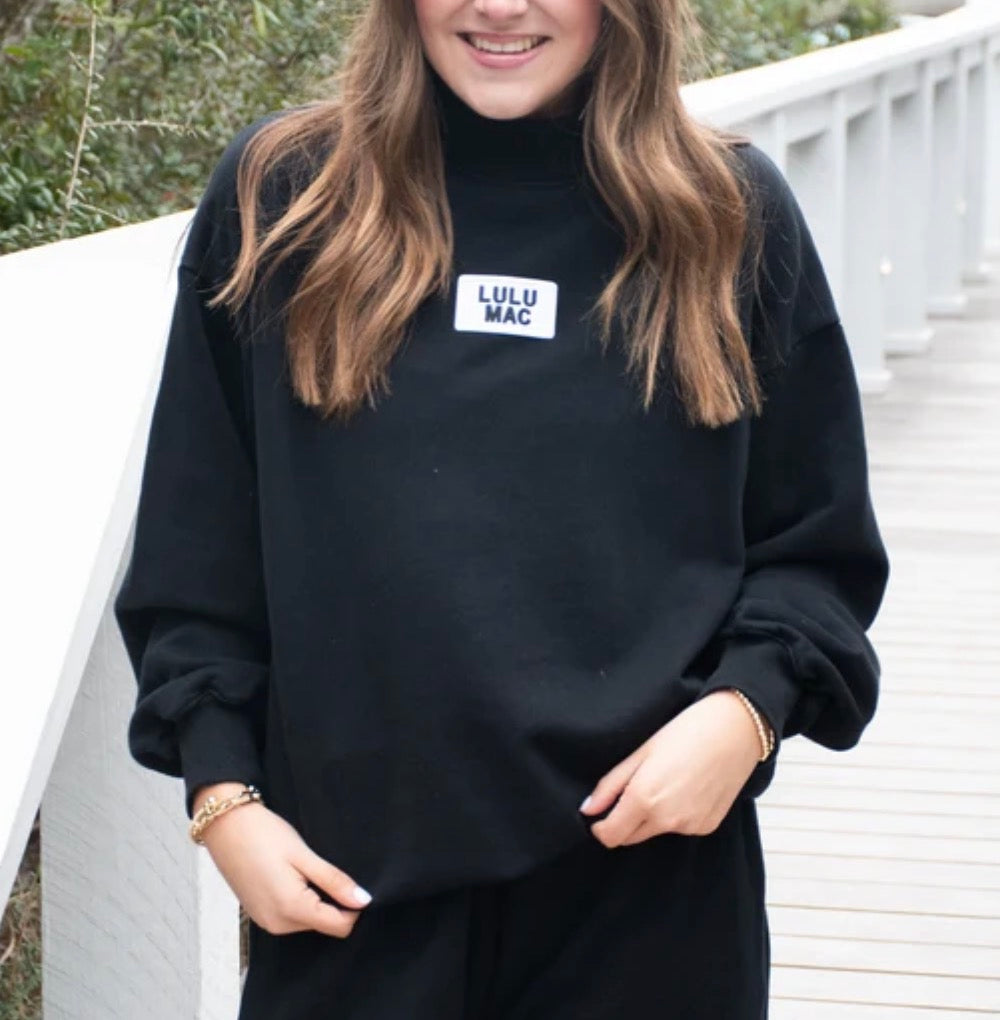 Lulu Mac Longsleeve Terry Cloth Top Black