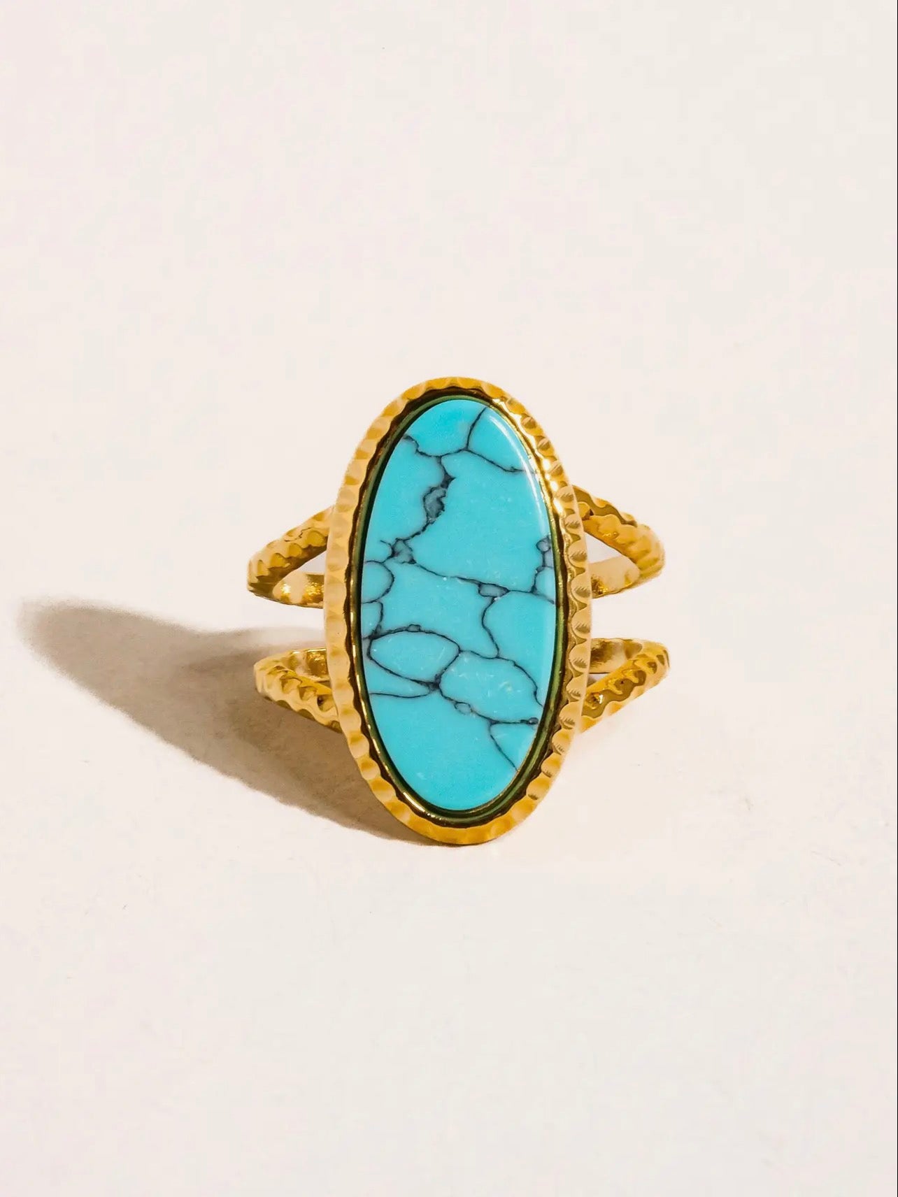 Sydney Non-Tarnish 18k Gold Turquoise Stone Ring