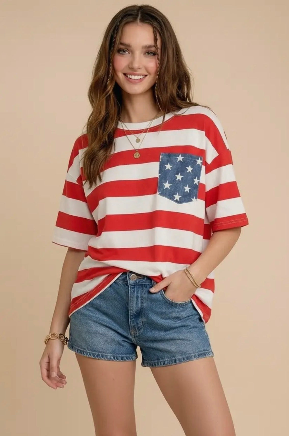 4th of July Star Pocket Tee