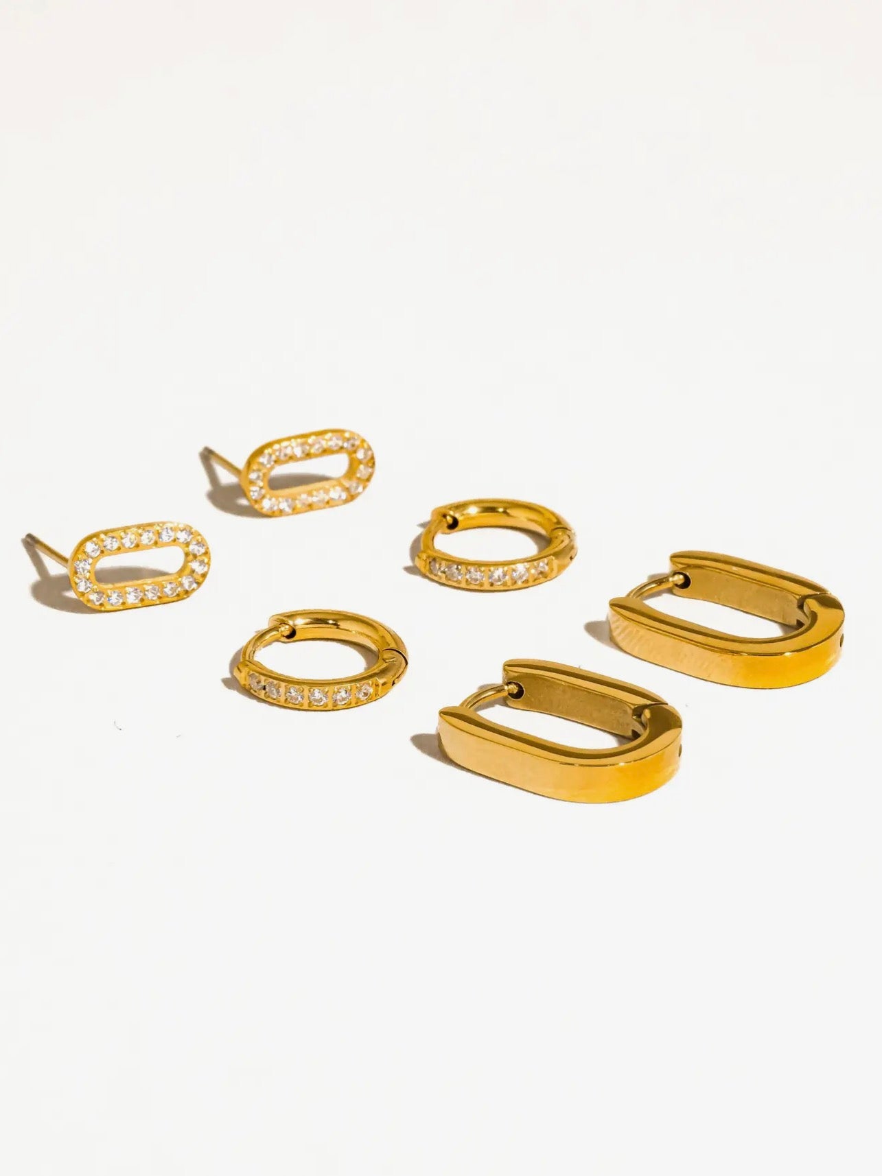 Olivia 18k Gold Non-Tarnish 3 Piece Earring Set