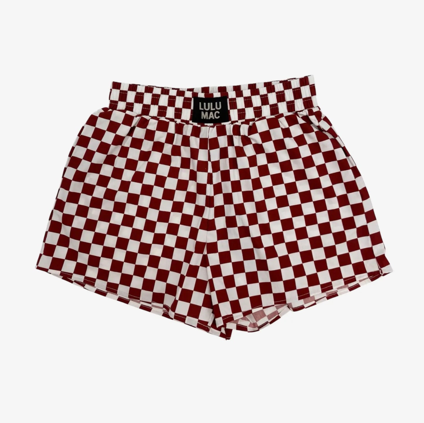 Lulu Mac Checkered Maroon Boxer Shorts