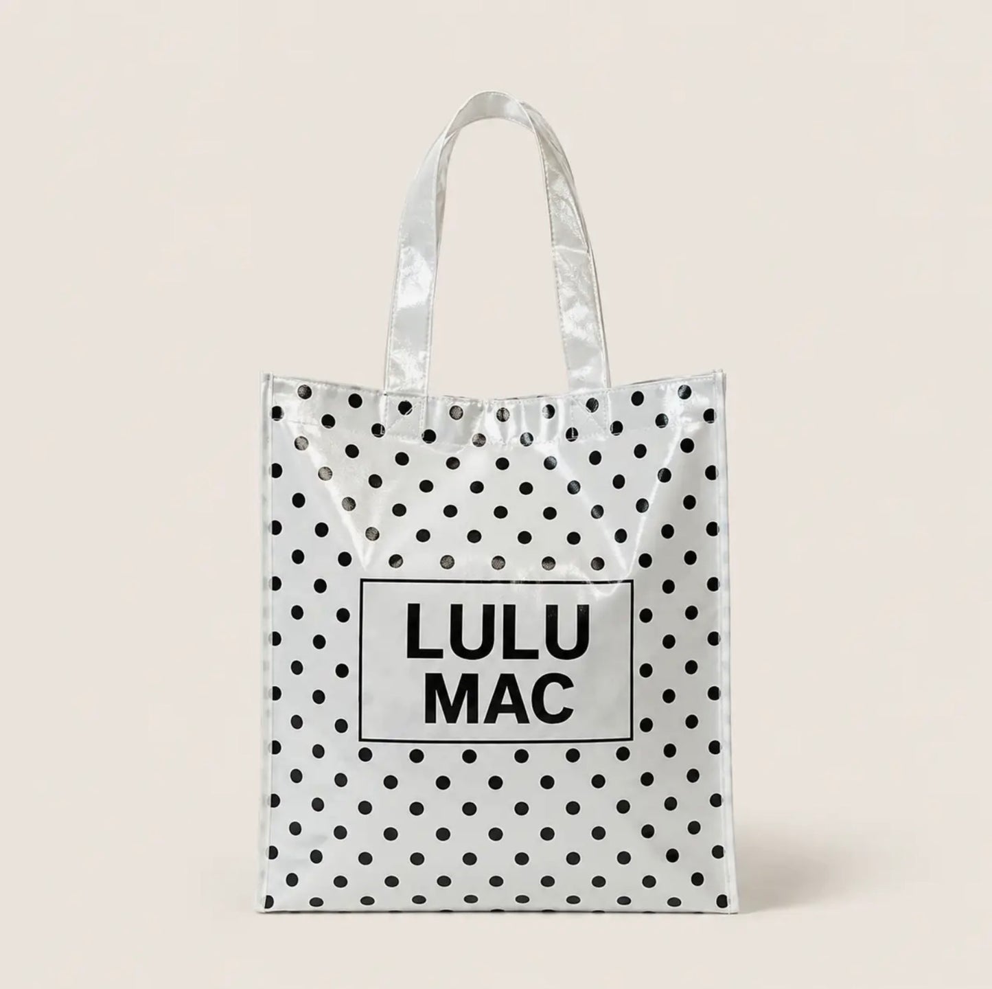 Lulu Mac Reusable Tote White/Black Polka dots
