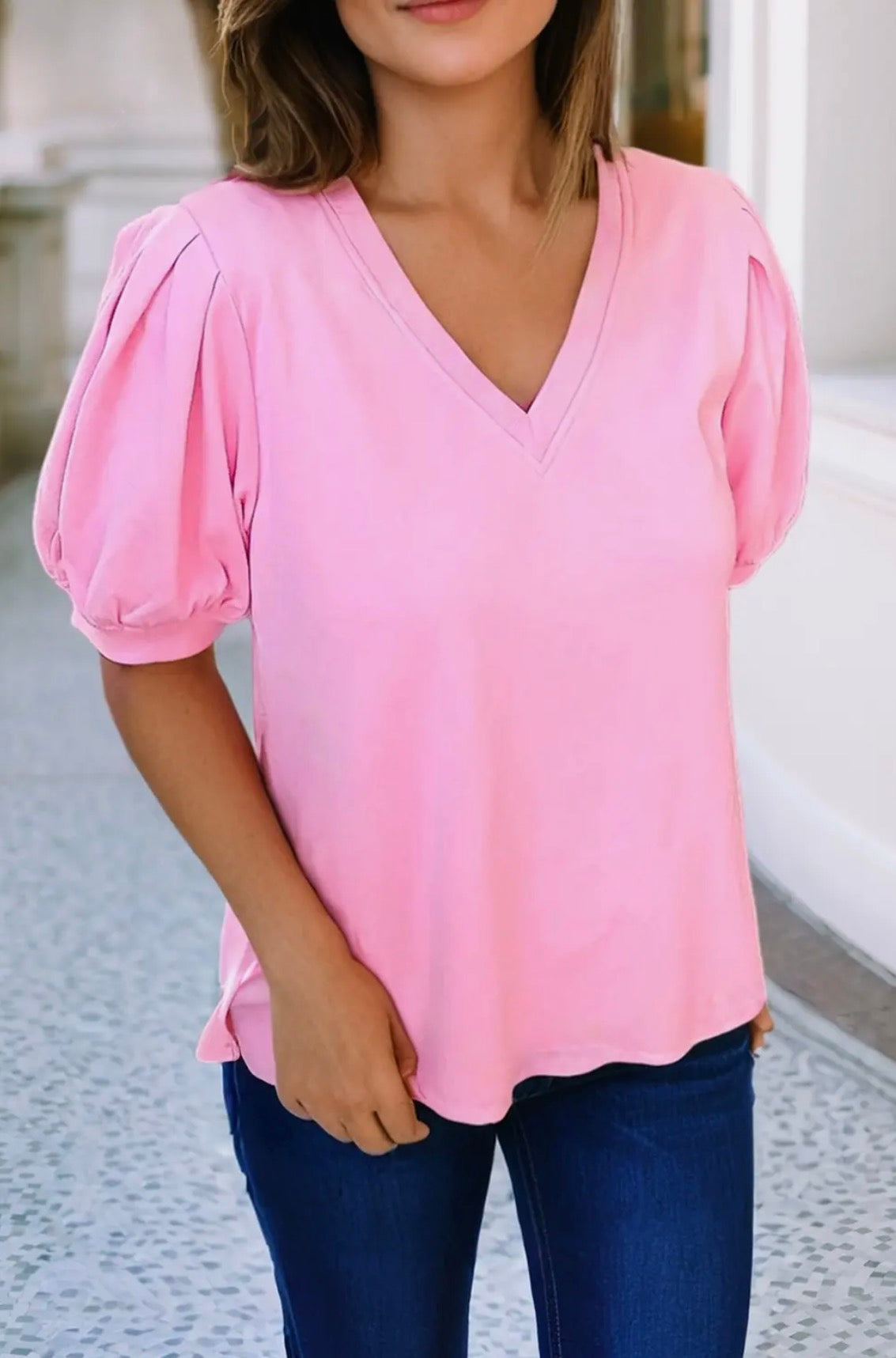 Haley Bubble Blouse In Pink