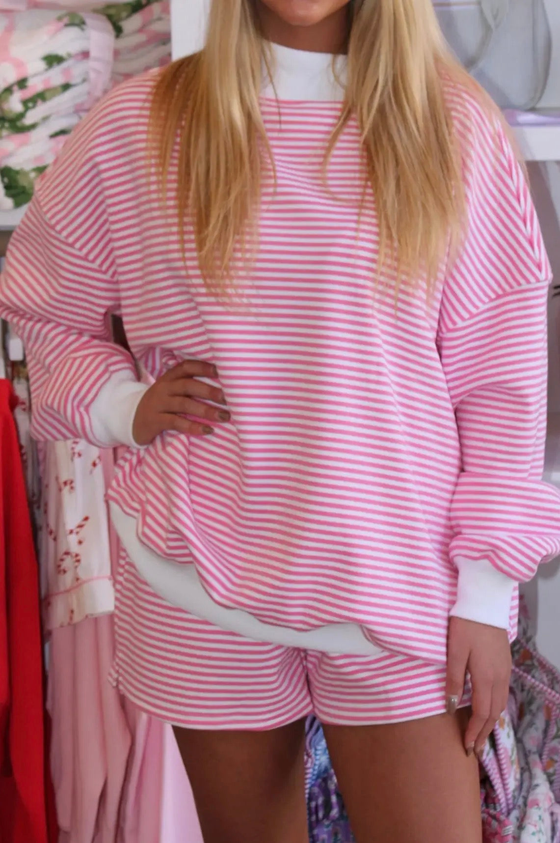 Sweet Pink Striped Lounge Set