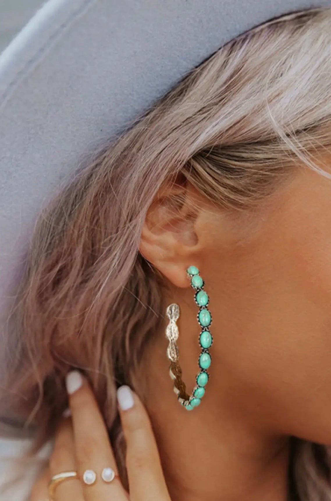 Gemma Turquoise C-shape Earrings