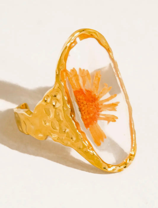 Mesa 18K Gold Non-Tarnish Orange Floral Ring