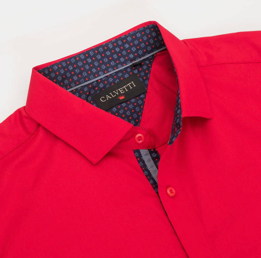 Calvetti Skyline Wrinkle-Free Button-Up Shirt Red