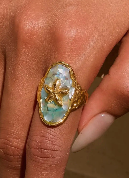 Keshet 18K Gold Non-Tarnish Starfish Ring