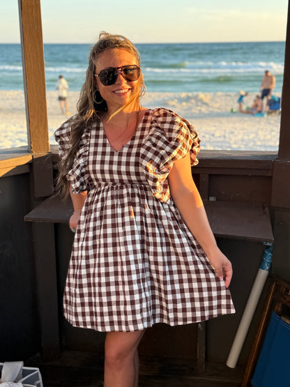 Mocha Check Mate Dress