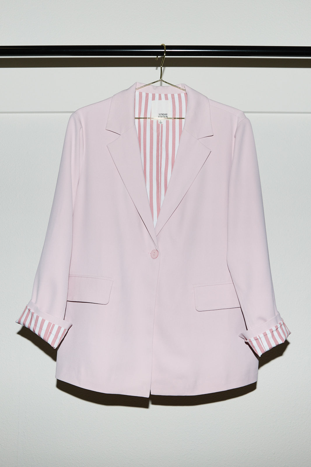 Sunday Edition Blush Oversized Blazer (Gingham Lined)