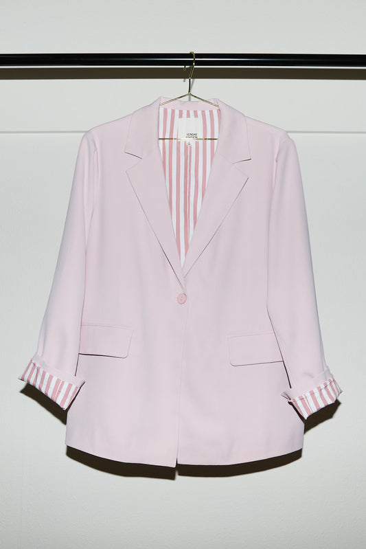 Sunday Edition Blush Oversized Blazer (Gingham Lined)