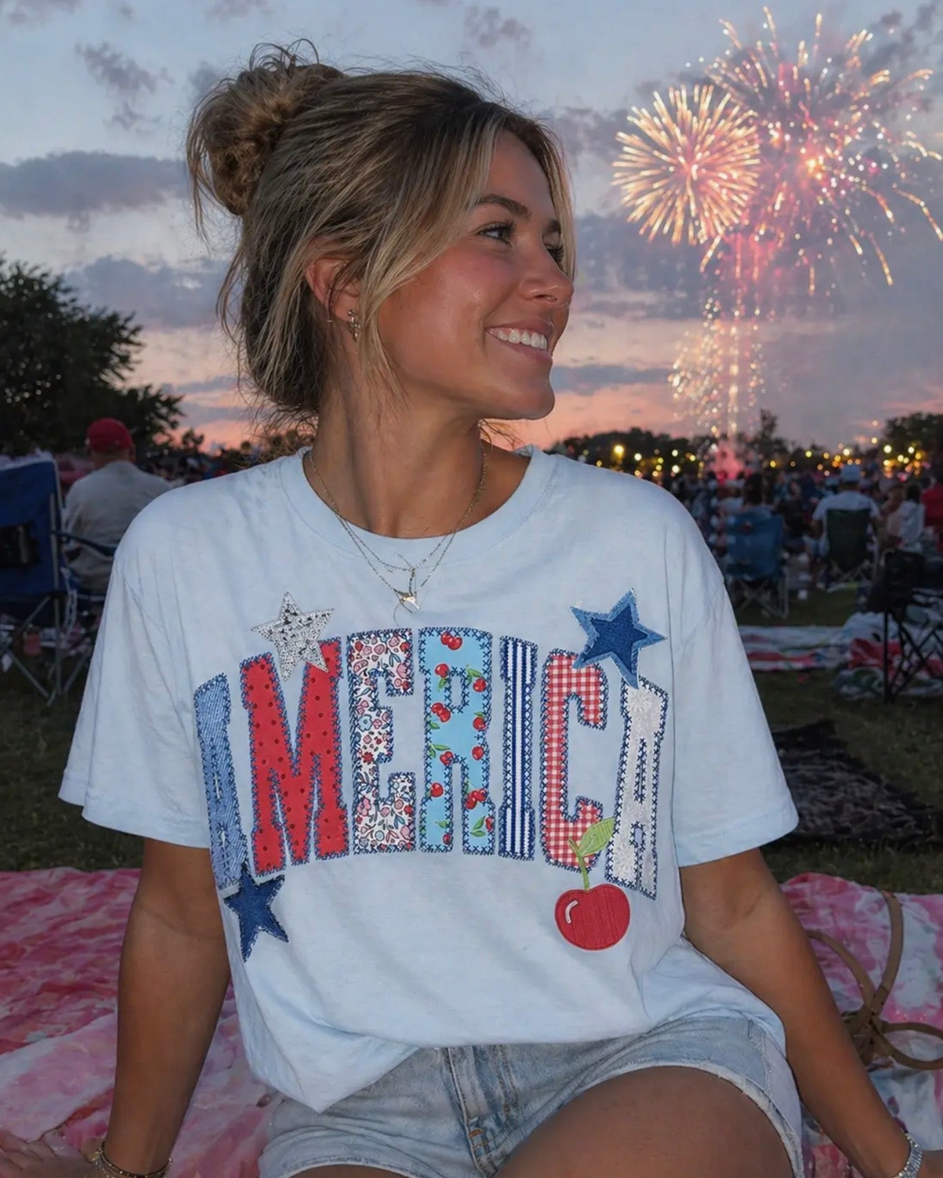 America Chambray Comfort Color Tee