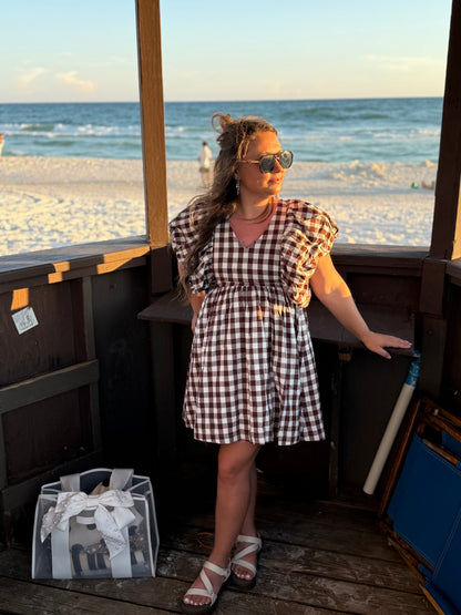 Mocha Check Mate Dress