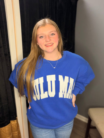 Lulu Mac Royal Blue with White Stitch Sweater