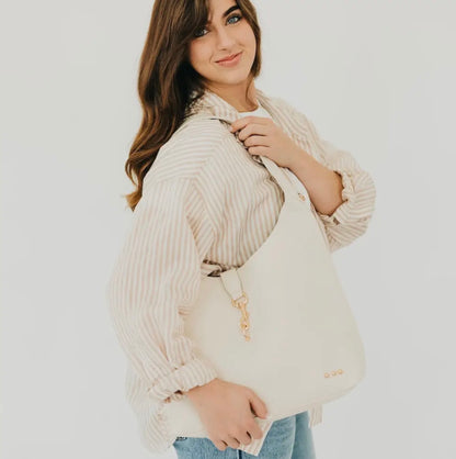 Haddie Hobo Vegan Leather Tote Cream