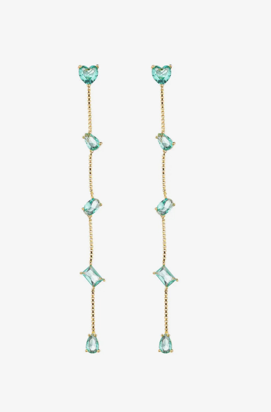 Dina Teal Linear CZ Dangle Earrings