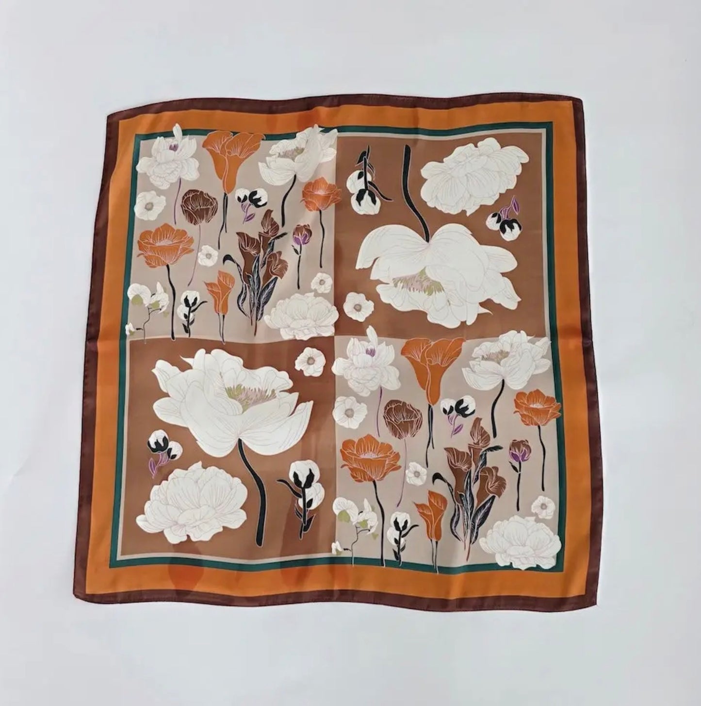 Floral Scarf Brown/Grey/Hunter Green