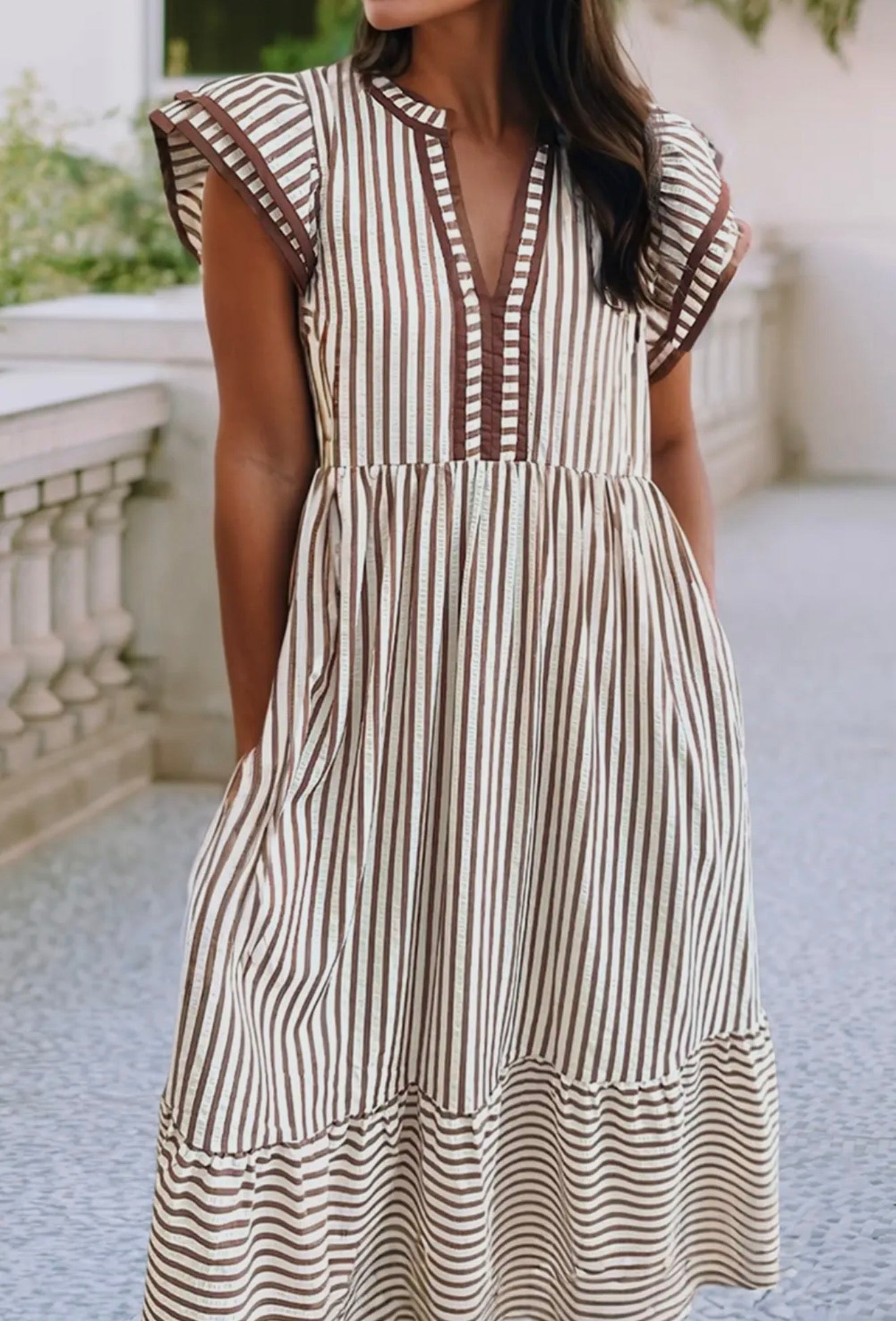 Spring in Grace Stripe Ruffle Dress
