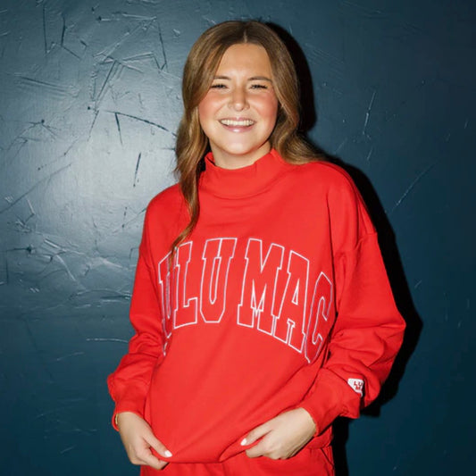 Lulu Mac Stitched Mockneck Terry Red