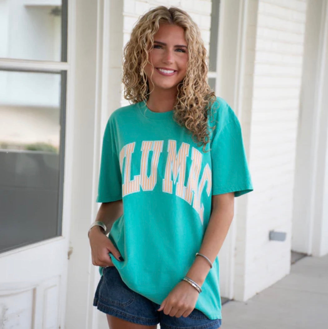 Lulu Mac Sky/Island Green Cream Sickle Striped Tee