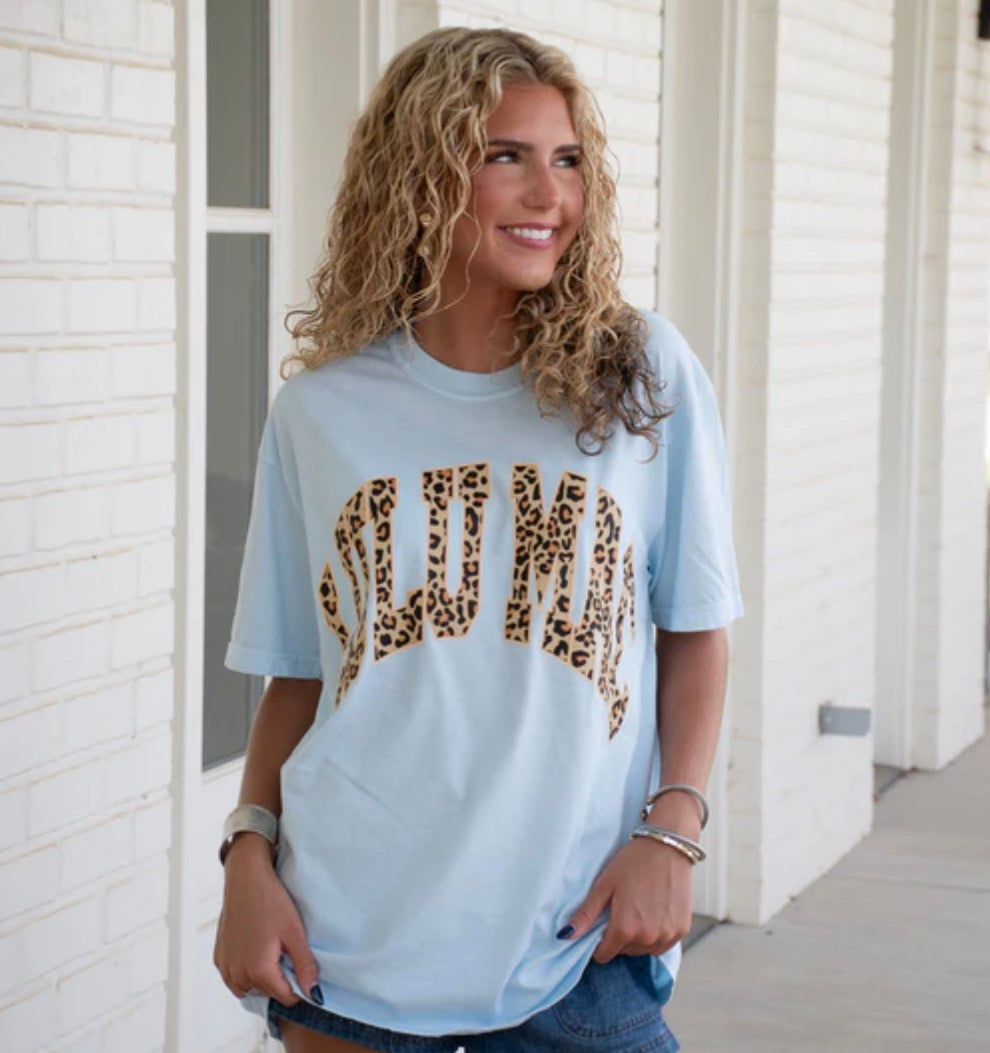 Lulu Mac Leopard Tee In Blue
