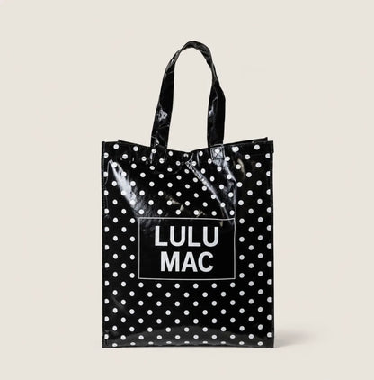 Lulu Mac Reusable Tote Black/White Polka Dots