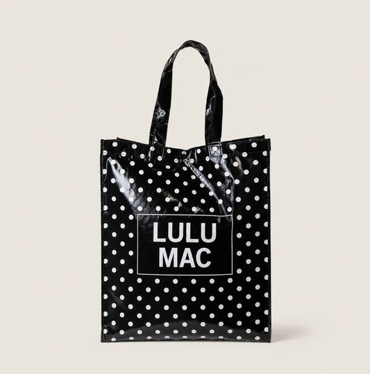 Lulu Mac Reusable Tote Black/White Polka Dots