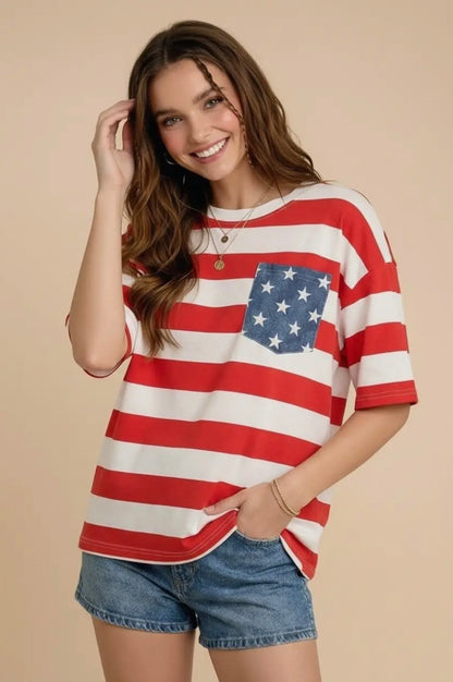 4th of July Star Pocket Tee