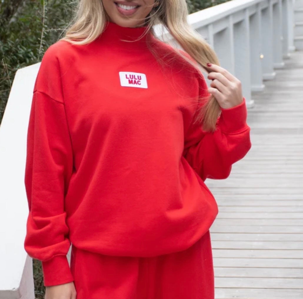 Lulu Mac Longsleeve Terry Cloth Top Red