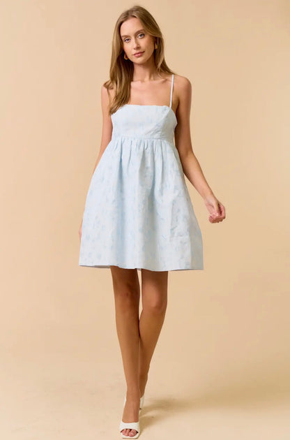 Something Blue Jacquard Babydoll Dress