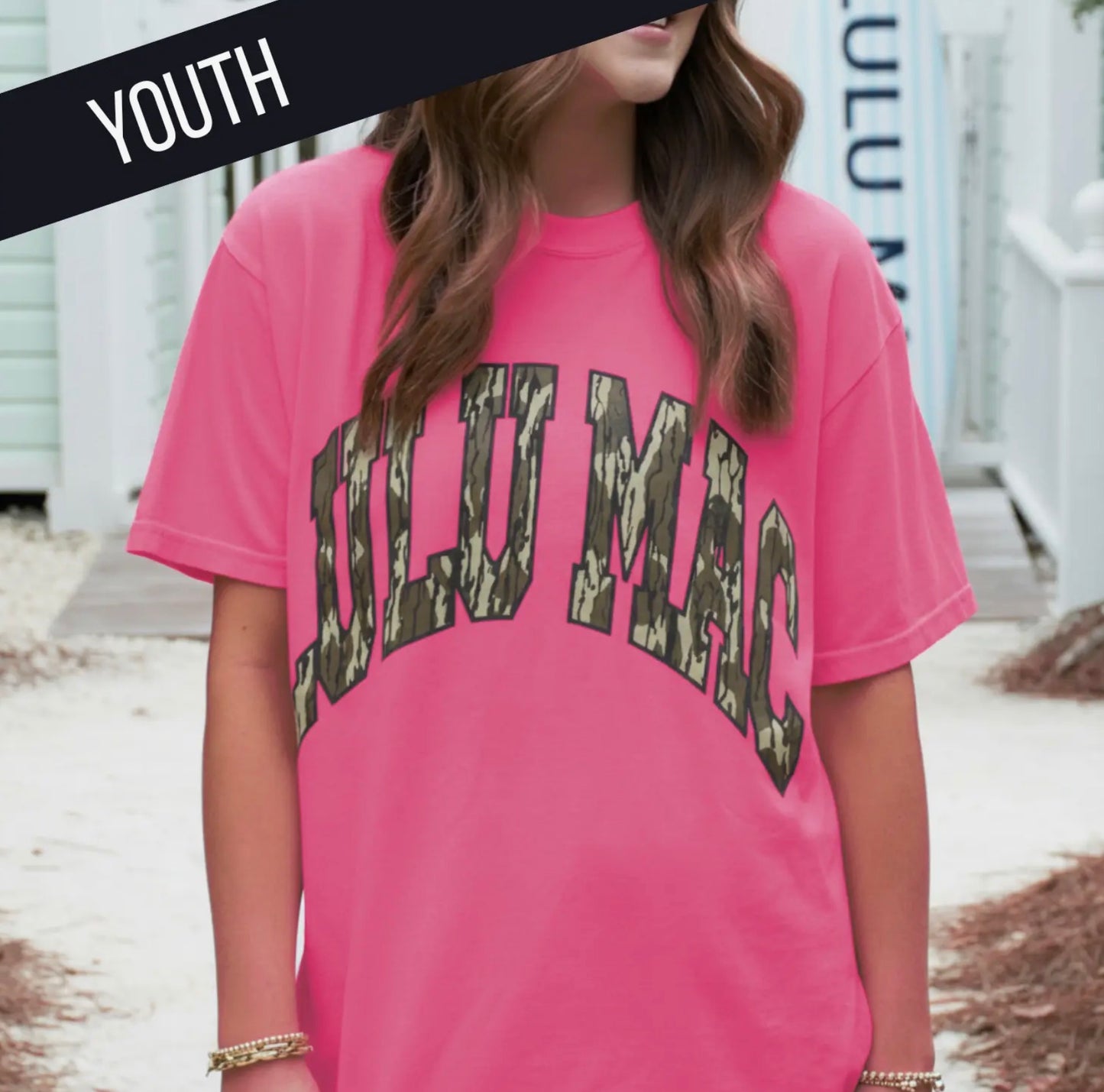 Youth Lulu Mac Neon Pink with Camo Tee