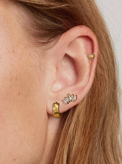 18K Gold Triple Stud Earring Set