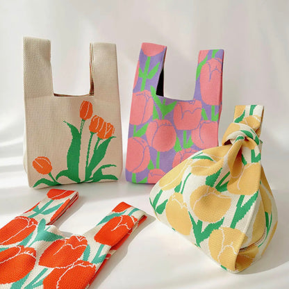 Floral Knitted Handbag