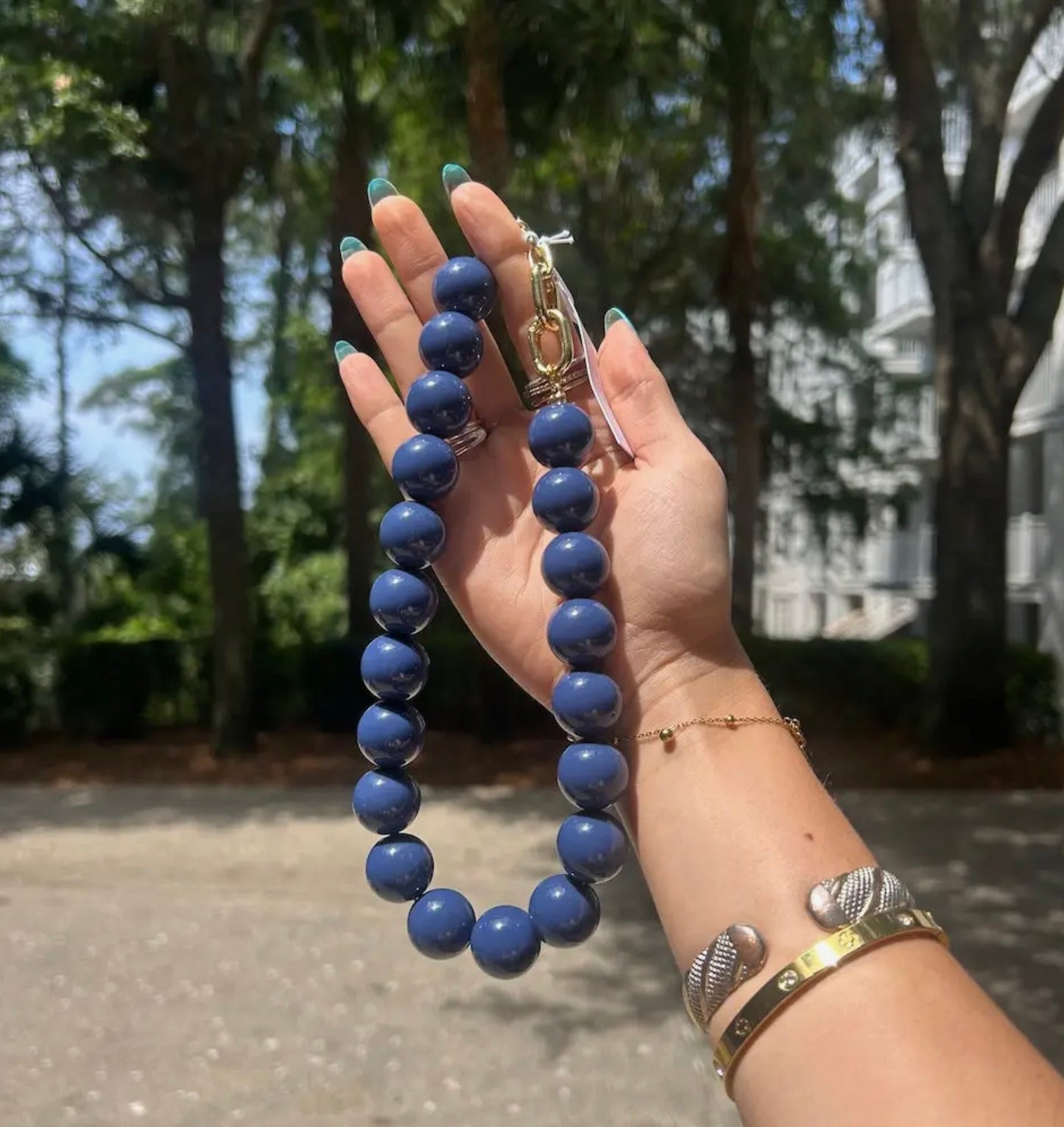 Mindi Multipurpose Royal Blue Beaded Necklace/Bag Chain