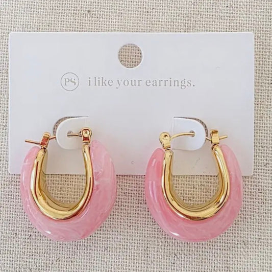 Frenchie Resin Hoop Earrings- Waterproof