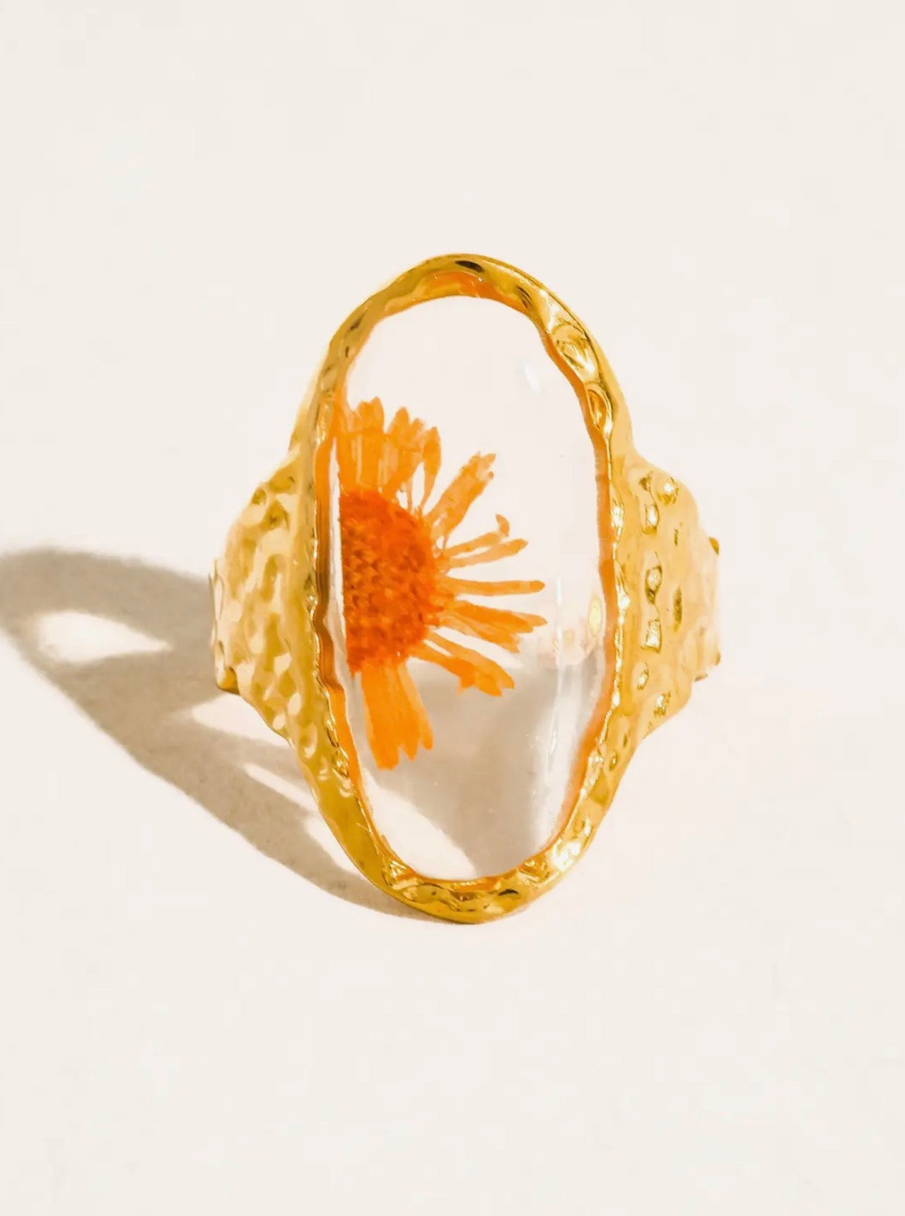 Mesa 18K Gold Non-Tarnish Orange Floral Ring