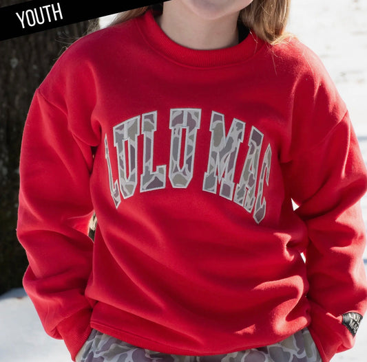 Youth Lulu Mac Red with Camo Sweater
