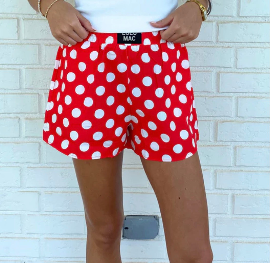 Lulu Mac Boxer Shorts Polka Dot Red