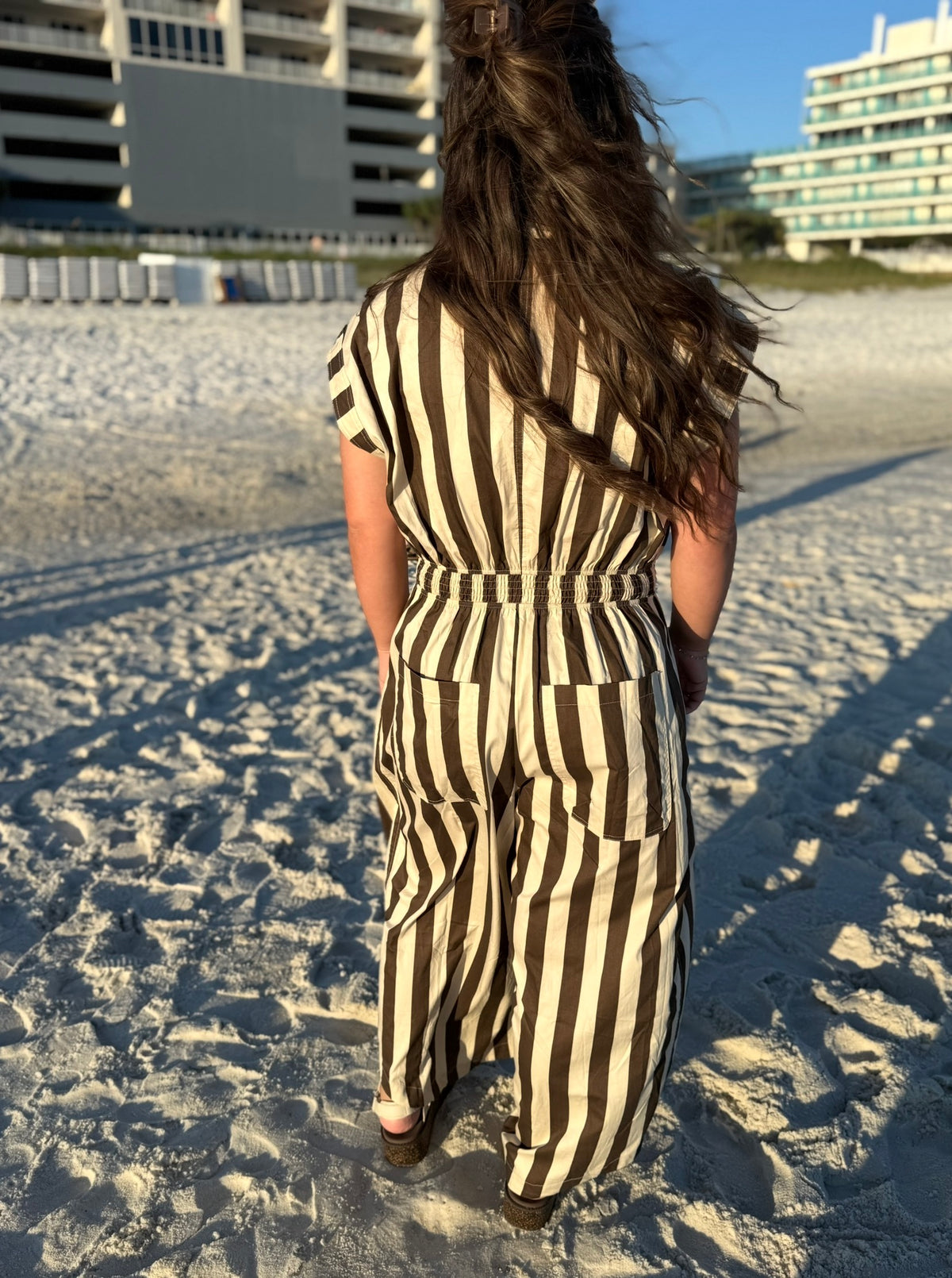 Sydney Striped Button Up Barrel Leg Jumper