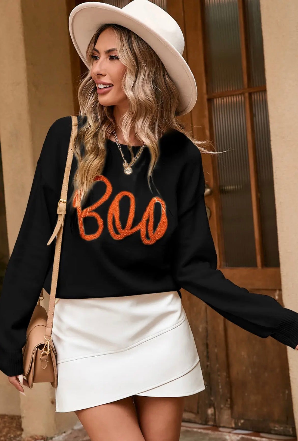 Halloween BOO Knitted Sweater Black