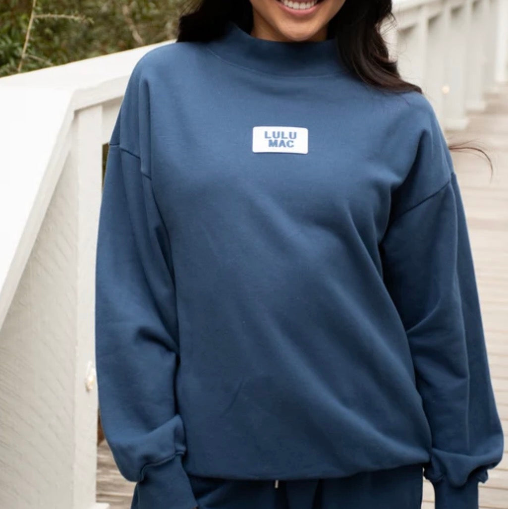 Lulu Mac Longsleeve Terry Cloth Top Navy
