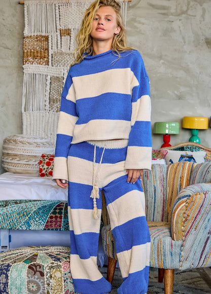 POL Boho Stripe Chenille Wide Leg Pants