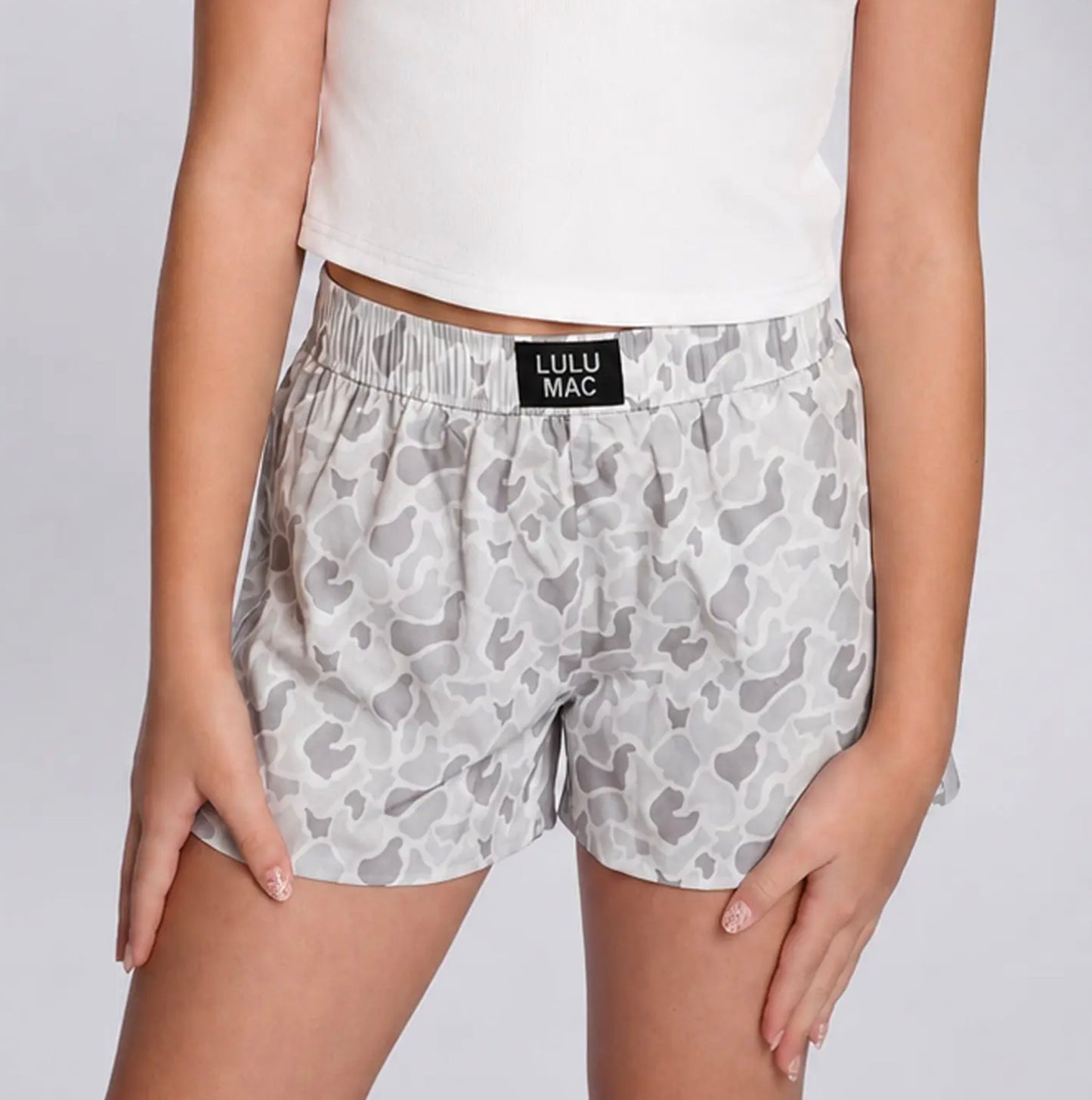Youth Lulu Mac White Camo Boxer Short