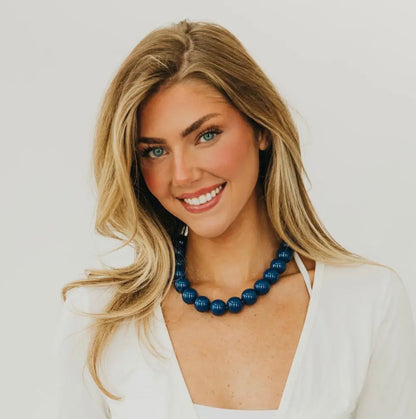 Mindi Multipurpose Royal Blue Beaded Necklace/Bag Chain