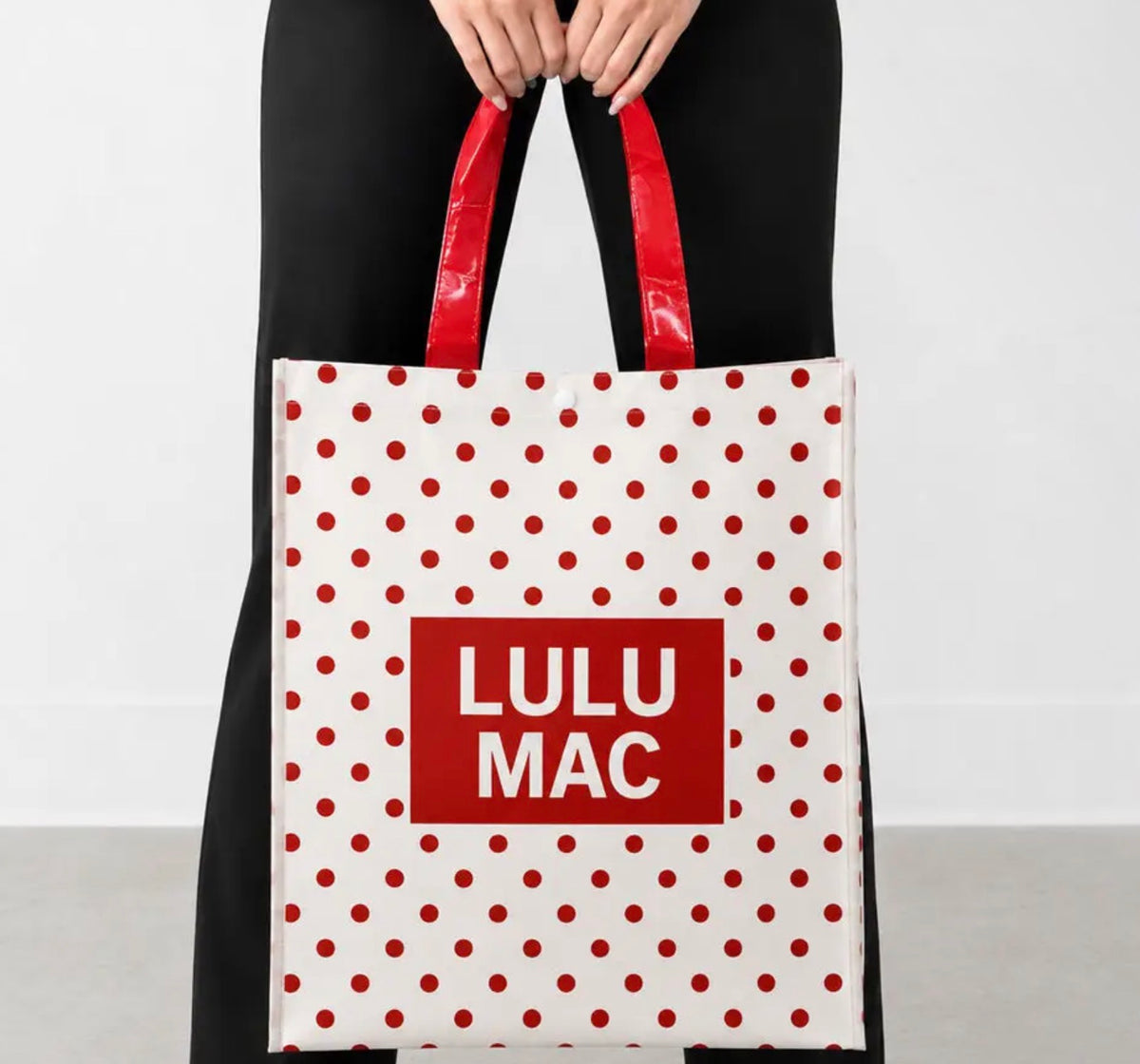 Lulu Mac Reusable Tote White/Red Polka dot