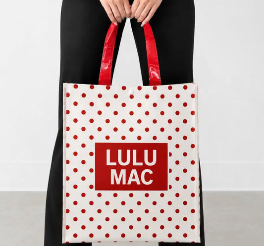 Lulu Mac Reusable Tote White/Red Polka dot