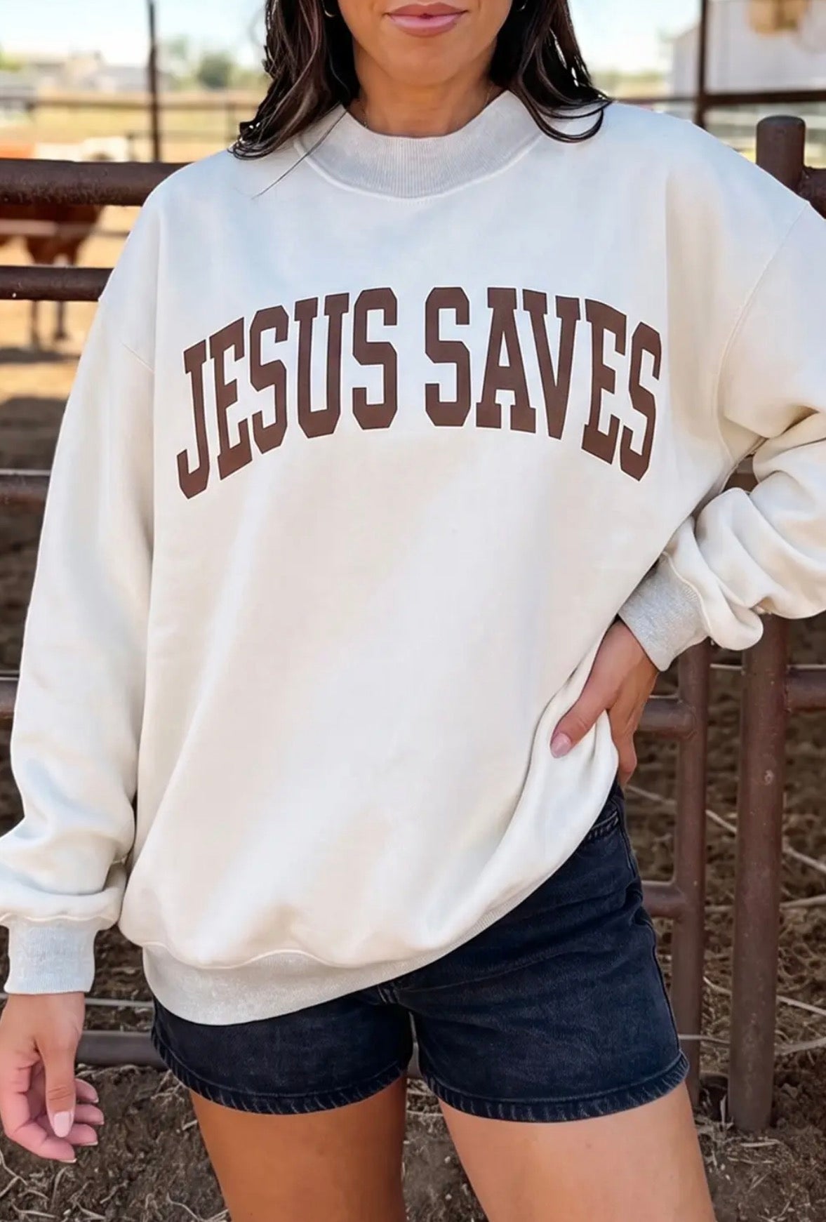 Jesus Saves Reversible Mock Neck Sweater