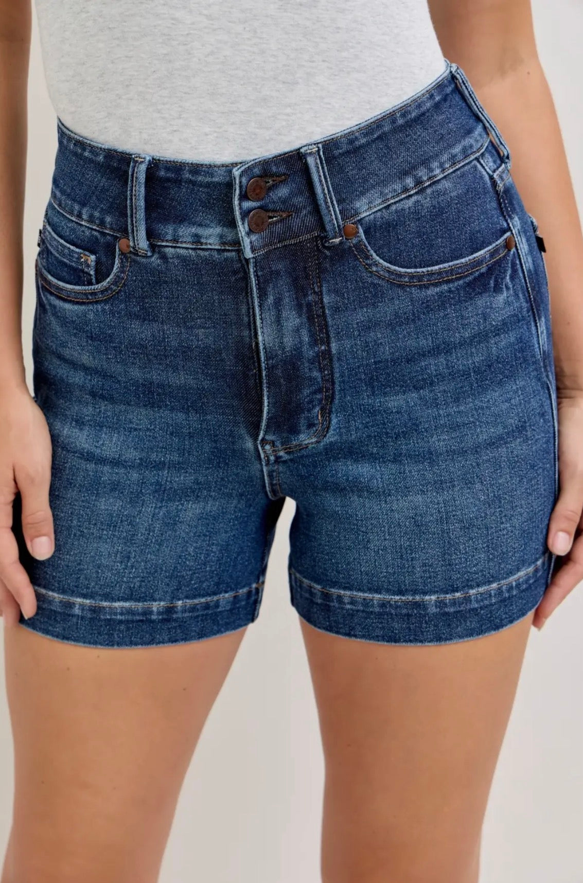 Judy Blue High Wasted Dark Denim Shorts