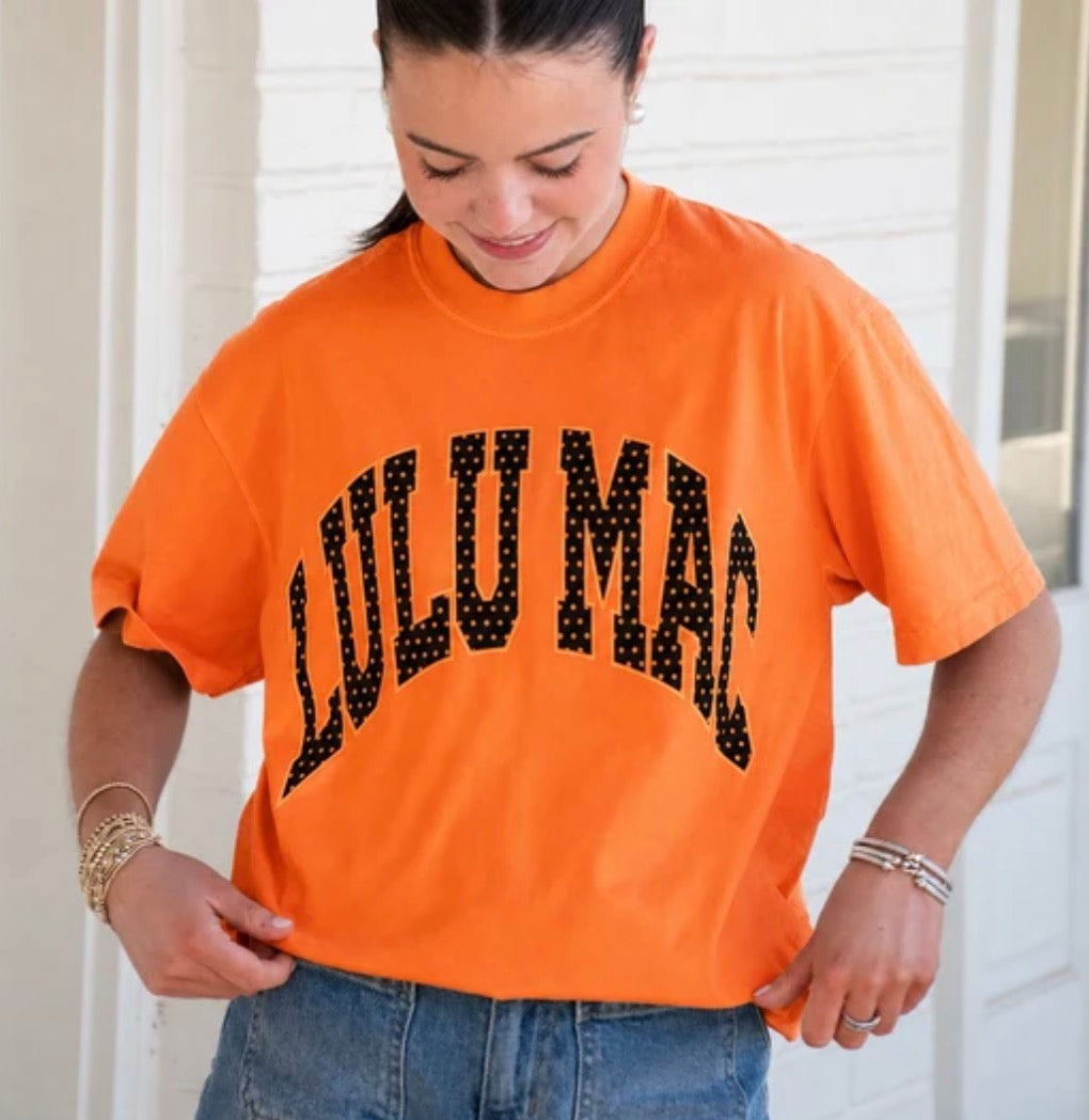 Lulu Mac Orange/Black polka dot Tee